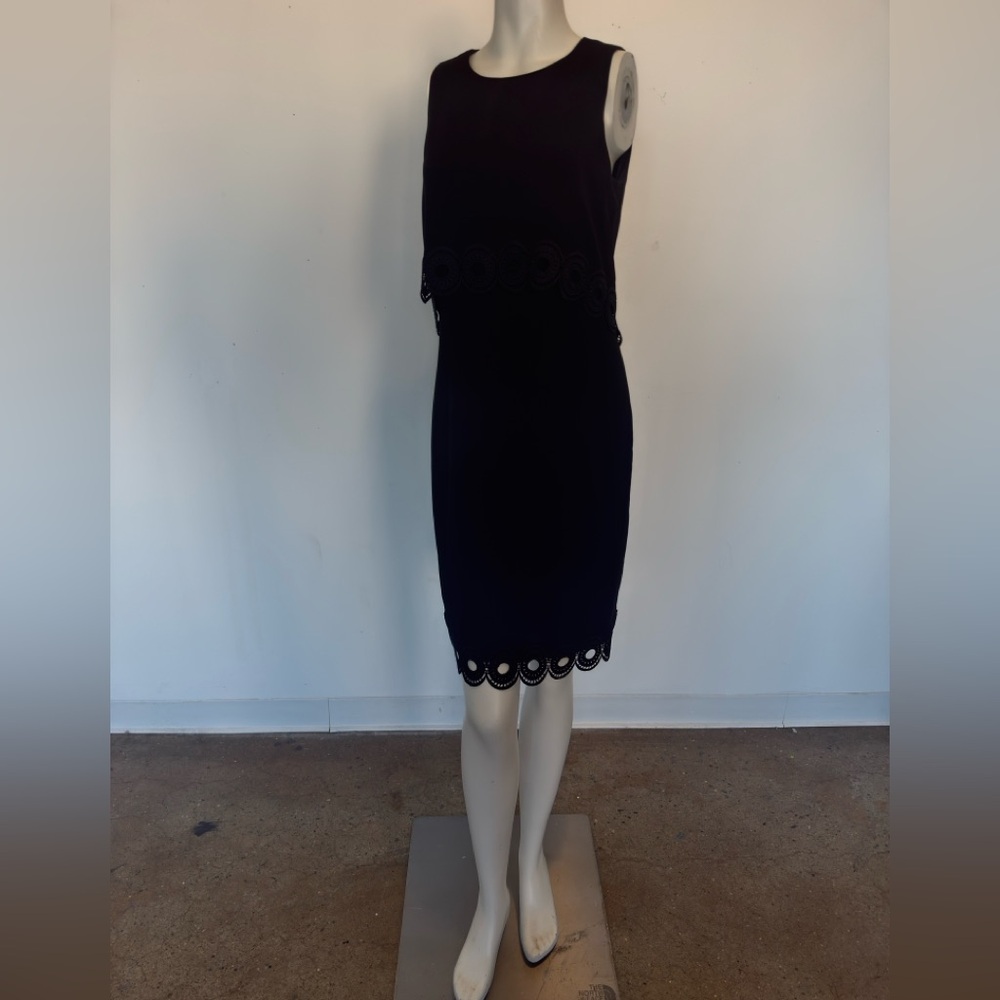 Shoshanna Elegant Work Dress in Black with Lace Trim Detail